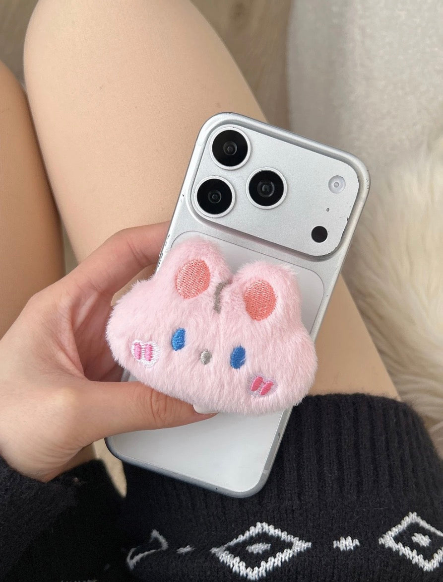 Pink plush Bunny Phone Holder