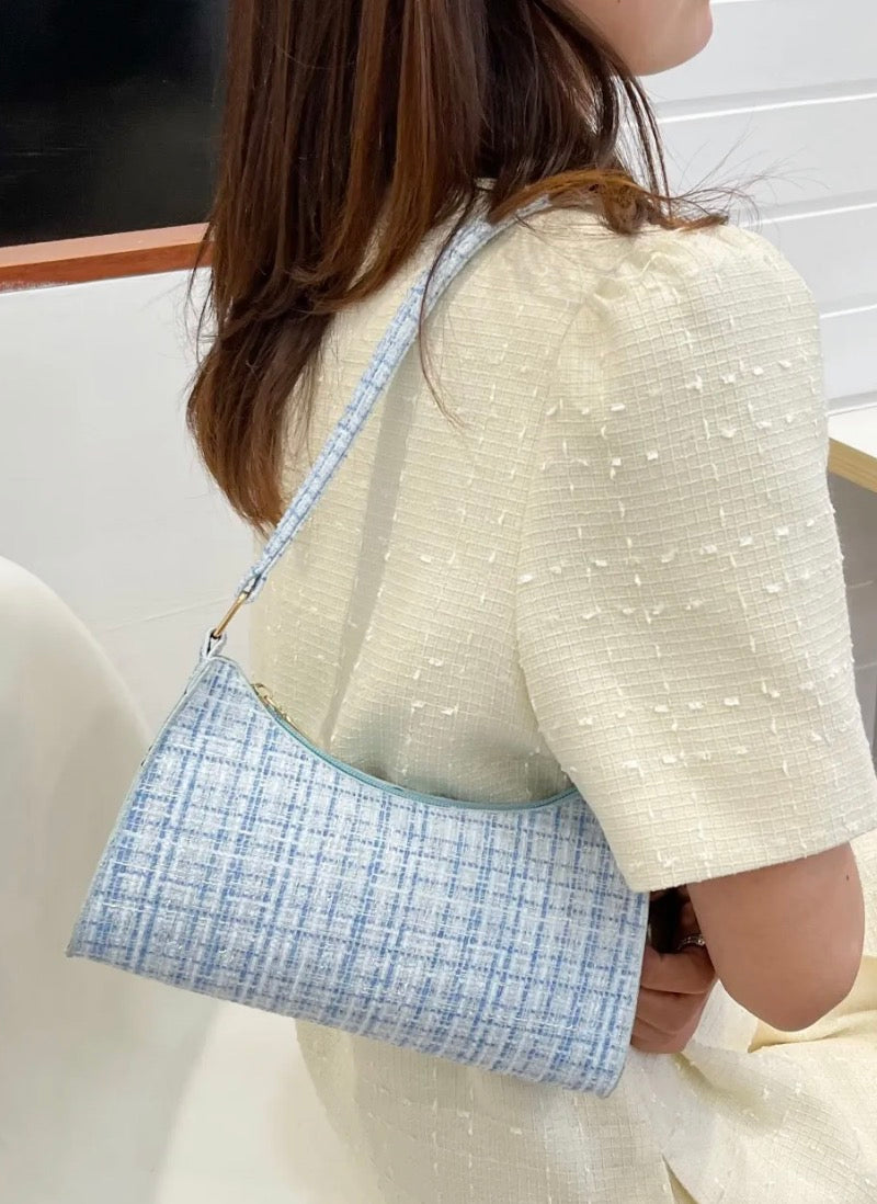 Colorblock Plaid Pattern Shoulder Bag