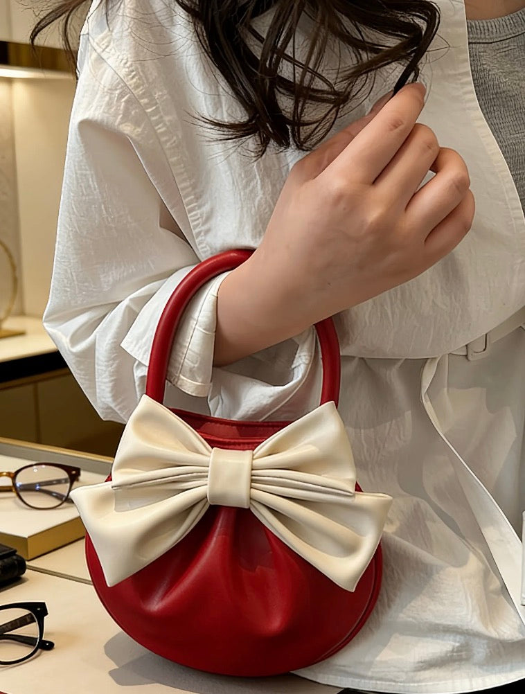 Bow Top Handle Bags (Red)