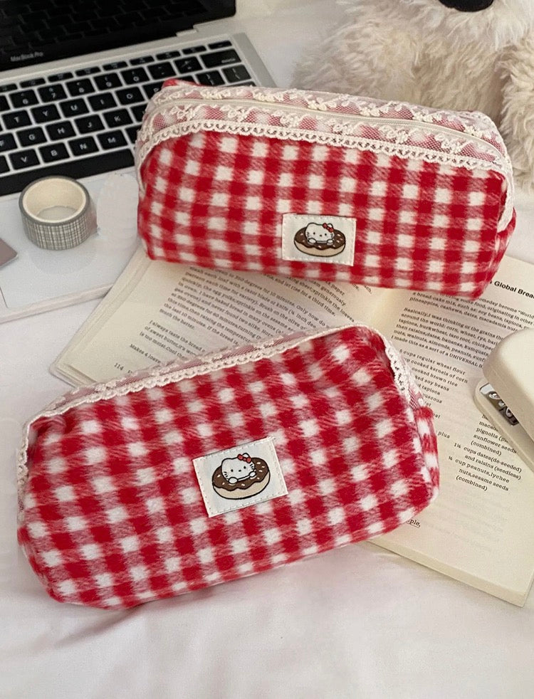 Woollen Lace Patched Makeup Pouch