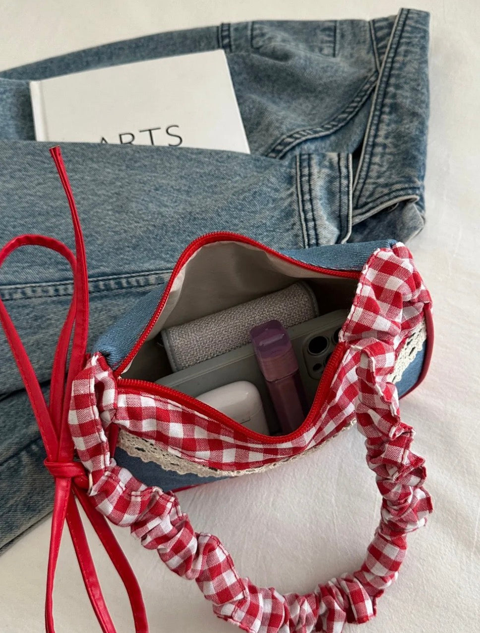 Bow Denim Shoulder Bag