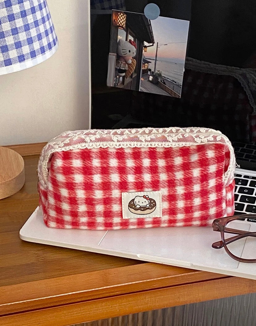 Woollen Lace Patched Makeup Pouch