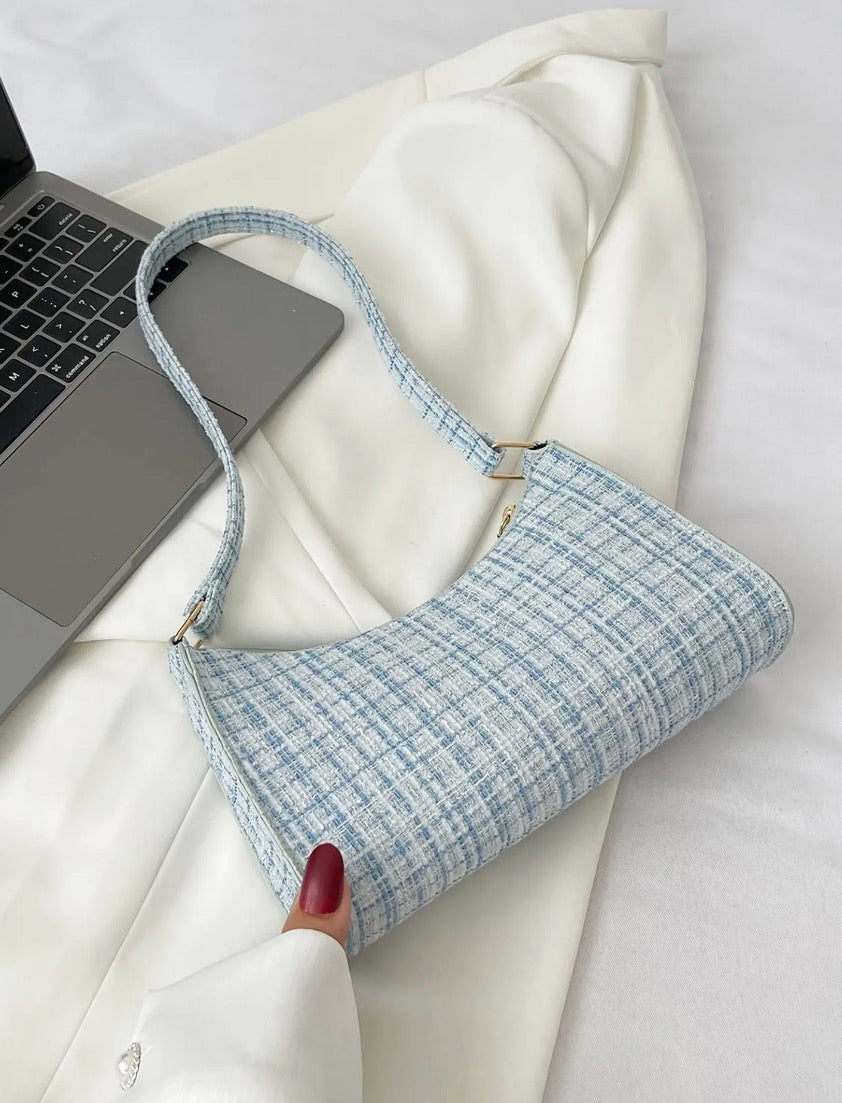 Colorblock Plaid Pattern Shoulder Bag