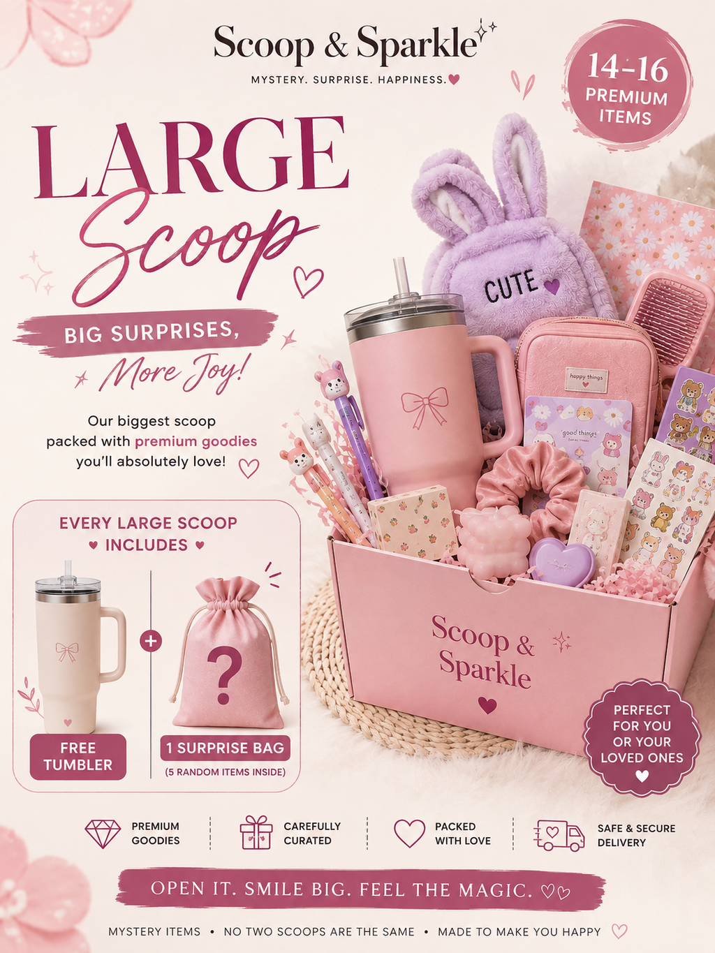 Large scoop+ tumbler+ 1surprise bag(5random items)
